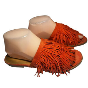 & Other Stories Shoes Womens Size 38‎ Suede Fringe Slides Sandals Leather Mule